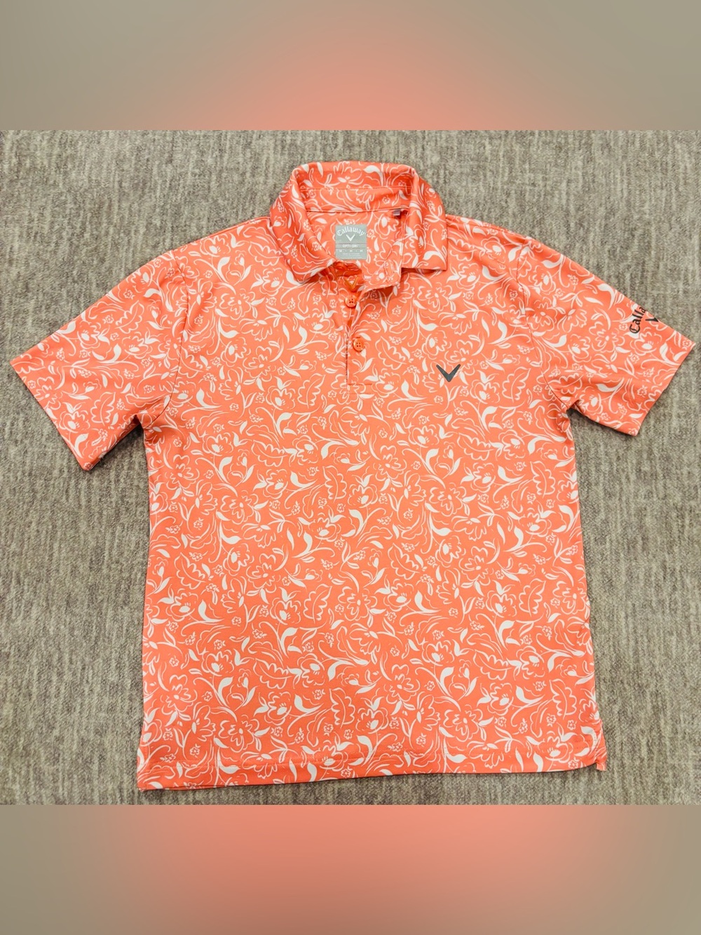 Callaway kids  Coral & White Floral Polo